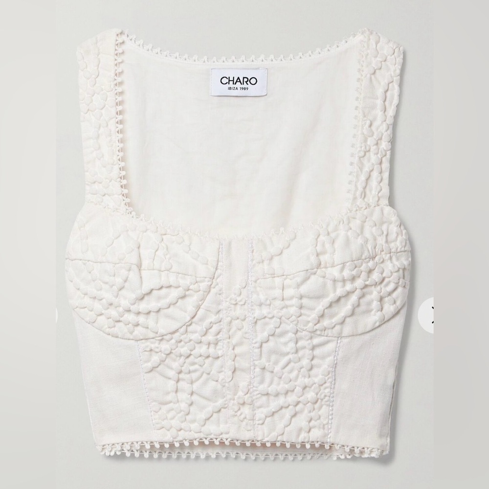 Charo Ruiz Mairey cropped ramie-blend cloqué top